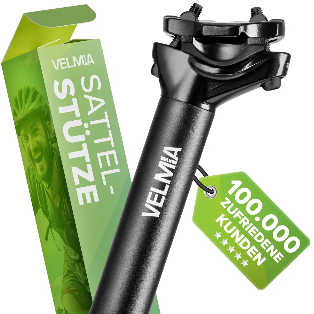 Tija de sillín VELMIA 27.2-31.6mm - Fácil Montaje y Ajuste de Altura - Tija de sillín de Aluminio - para e-Bikes, MTB, Trekking - Tija de sillín Duradera y fiable con suspensión
