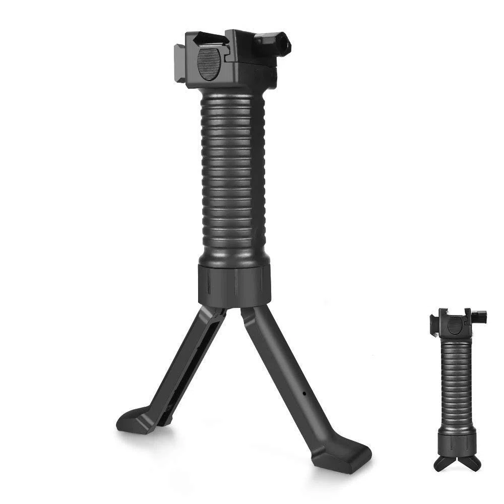OTraki Bipode para Rifle 20mm Grip Bípodes Mount 2 en 1 Plegable Universal Bípode para Pistola de Aire Rifle para Armas de Caza, Multiángulo, Negro