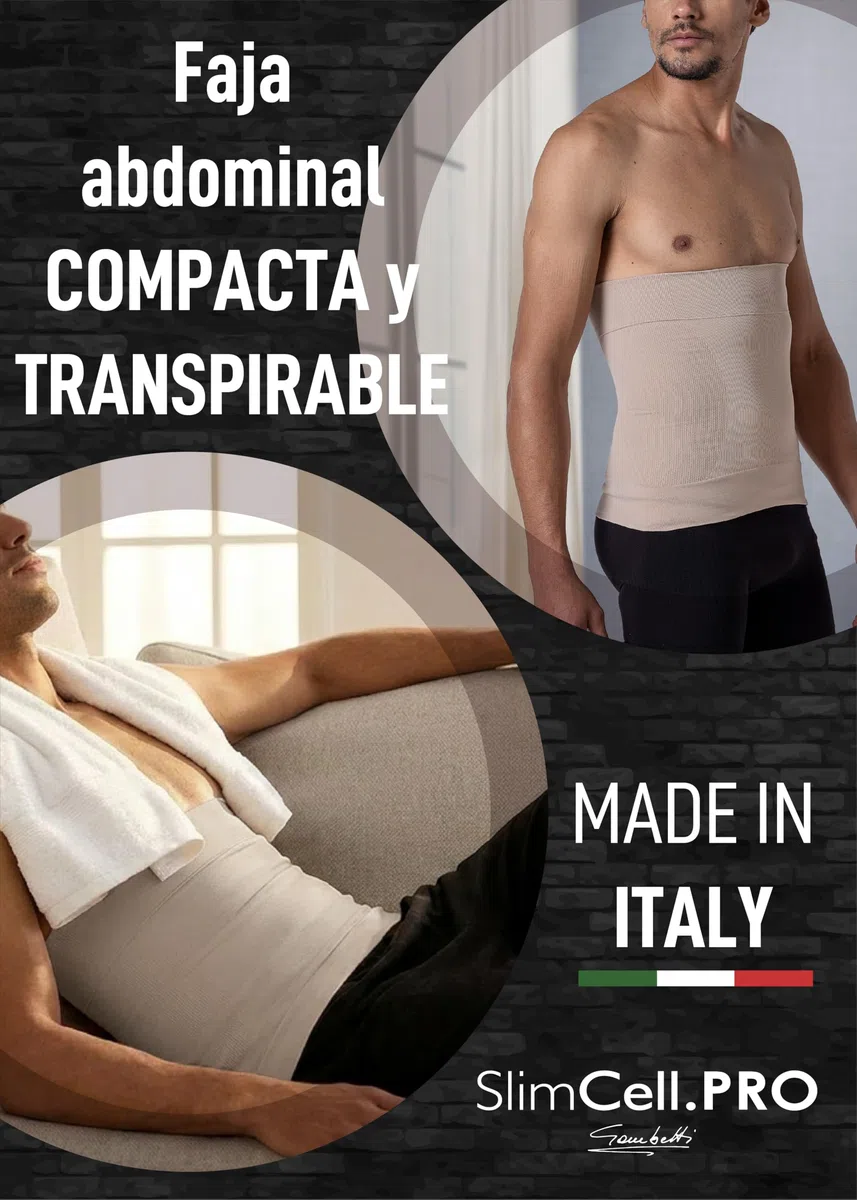 Faja Abdominal Hombre Reductora Modeladora – Microfibra Transpirable Sin Costuras, Faja Reductora Hombre Vientre Plano Efecto Adelgazante, Masaje 3D Invisible – Made in Italy