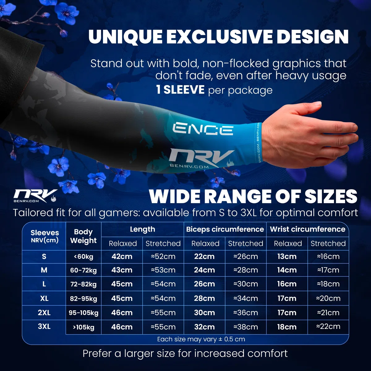 NRV - Brazalete de compresión para juegos de deportes deportivos, diseño transpirable, duradero y flexible, Rainbow Six Siege & Counter Strike Teams