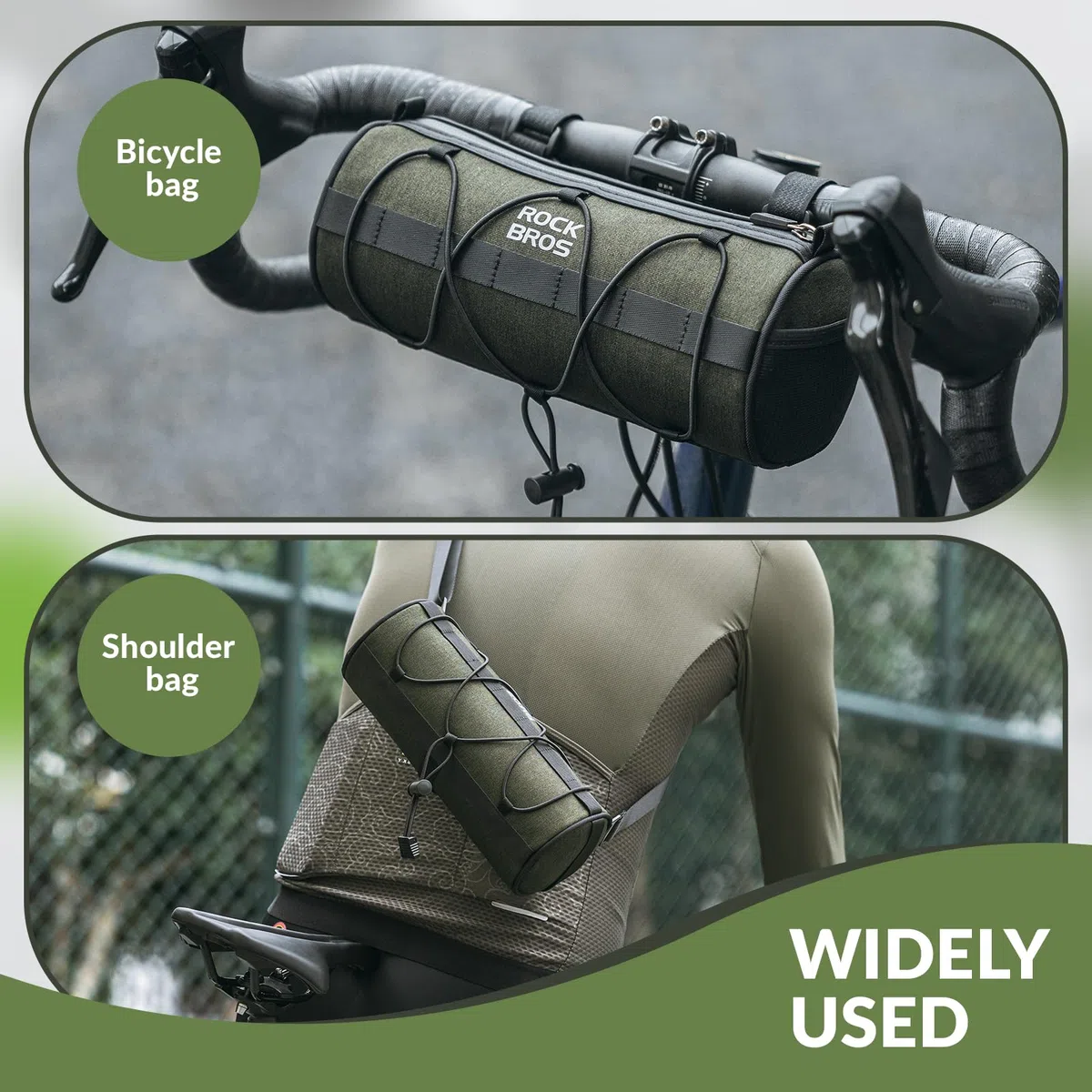 ROCKBROS Bolsa de Bicicleta Gran Almacenamiento, Mochila de Bicicleta con Correa de Hombro para Bicicleta de Montaña y Carretera Scooter, 25,5 x 10 cm