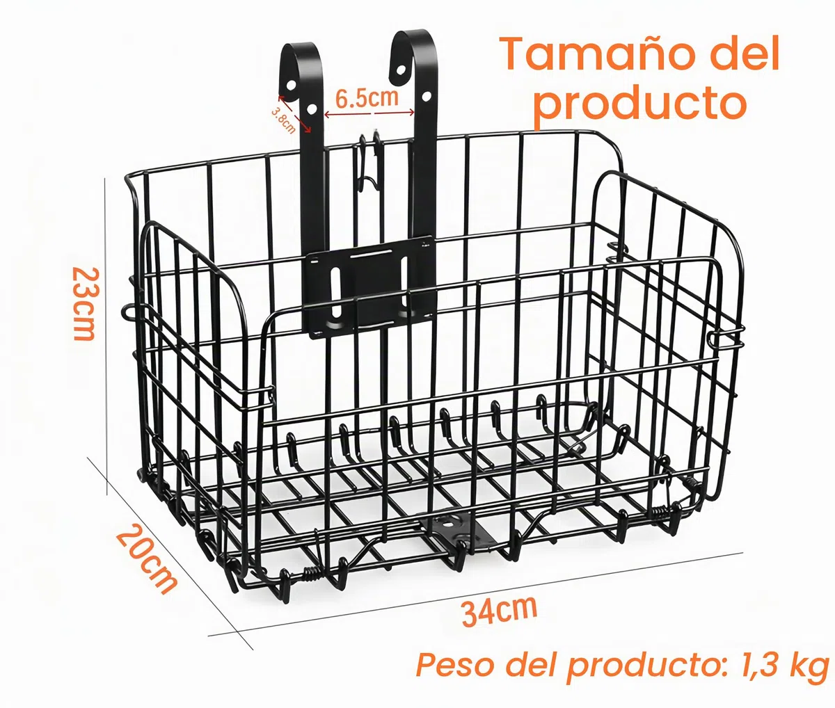 Cesta Plegable para Bicicleta – Cesta Colgante Delantera y Trasera, Marco de Almacenamiento de liberación rápida para Manillar de Bicicleta y portaequipajes Trasero