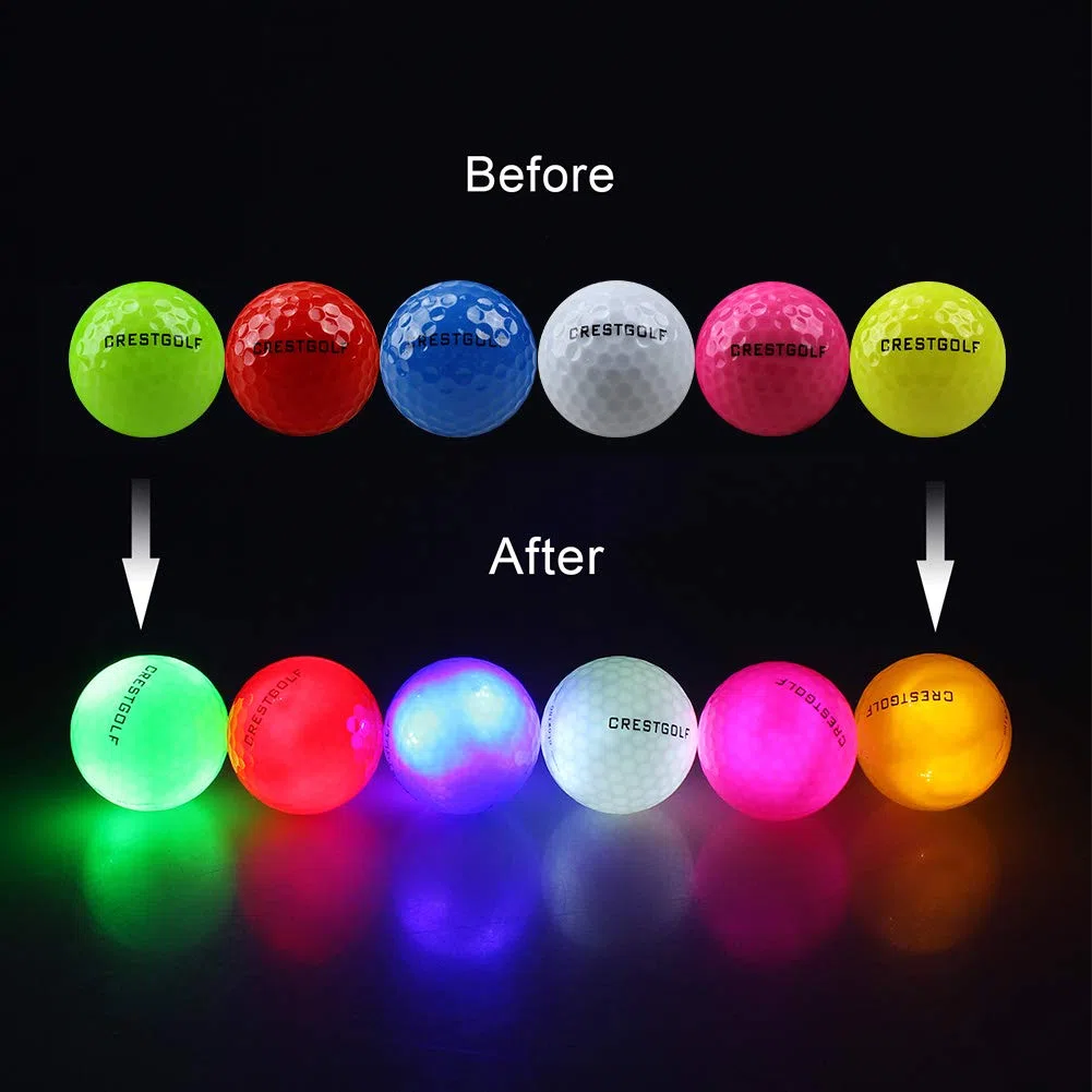 Kofull 6 bolas de golf LED para entrenamiento nocturno brillan en la oscuridad brillante Golf Flash Light Distance Balls Shooting (4 unidades o 6 unidades)