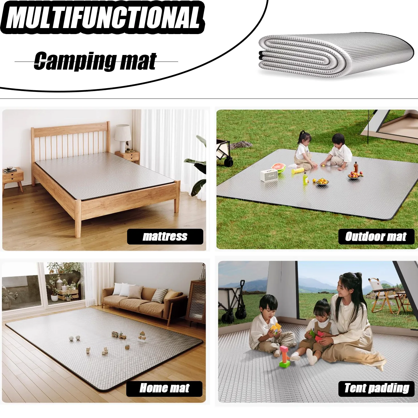 Esterilla Aislante De Aluminio Esterilla Camping 100 x 200 cm Esterilla Aislante De Aluminio Estera De Camping Térmica Aislante,para Exteriores para Camping, Alfombra