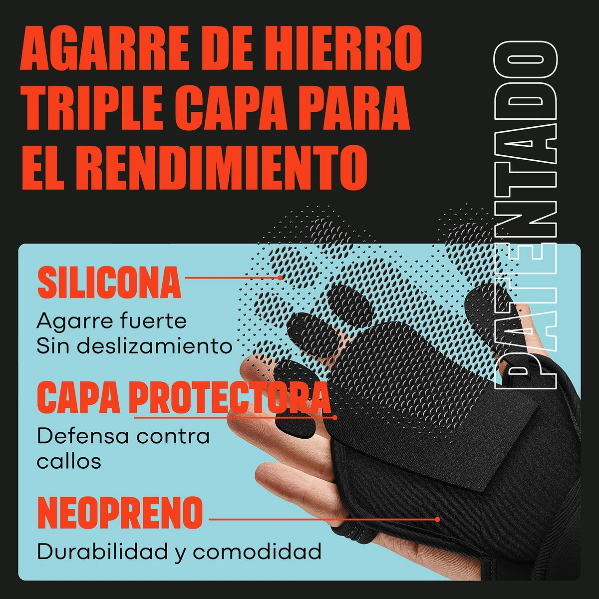 Guantes Abiertos MAVA para Gimnasio; Guantes Gimnasio Hombre y Mujer, Acolchados y Antideslizantes con Soporte de Muñeca; Guantes de Entrenamiento