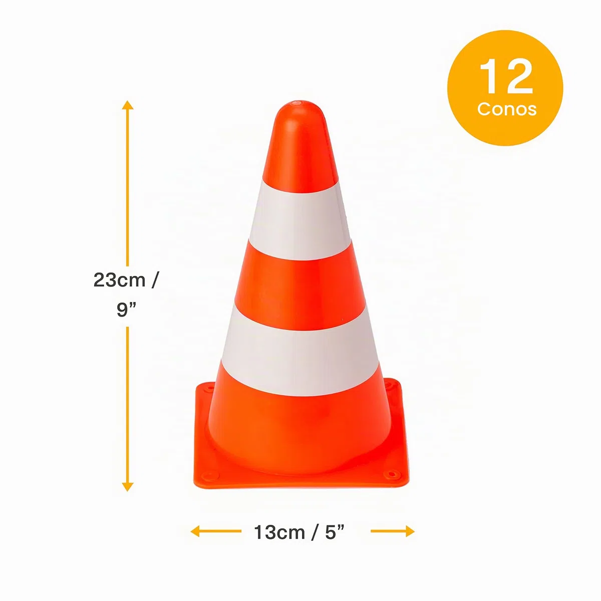 Bramble Conos de Entrenamiento Futbol de Niños - Conos de Tráfico y Señalización - Versátiles Naranja y Blanco de 23 cm
