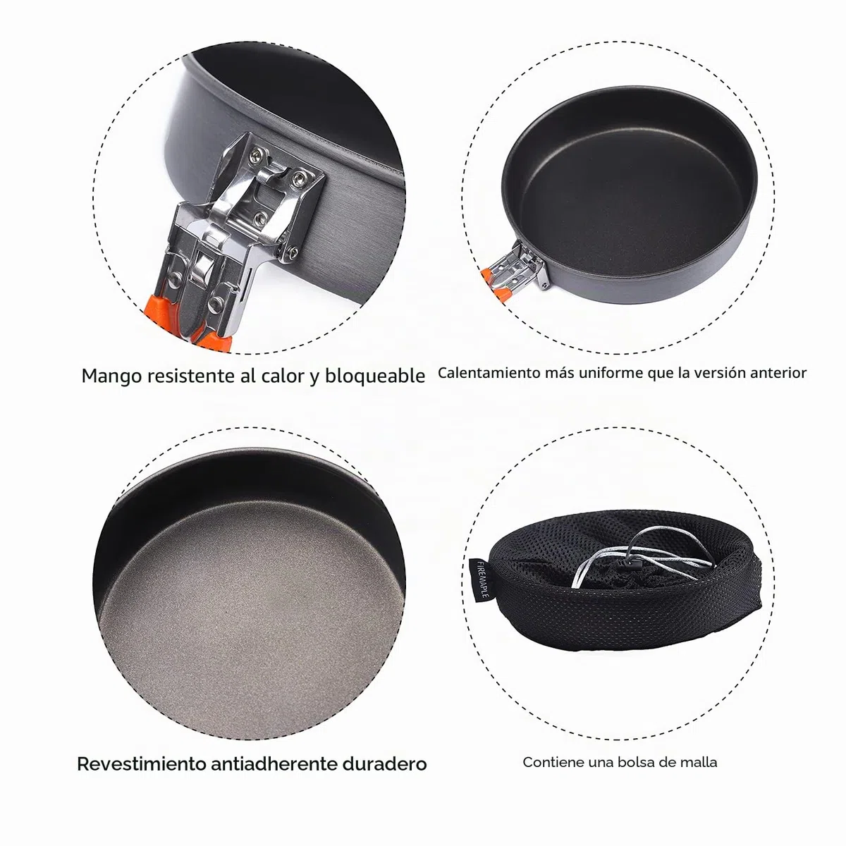 Fire-Maple Ollas Sartén Fuego Utensilios Cocina Camping Portátil Olla y Sartén Aluminio Camping Pot para Mochileros Senderismo Picnic