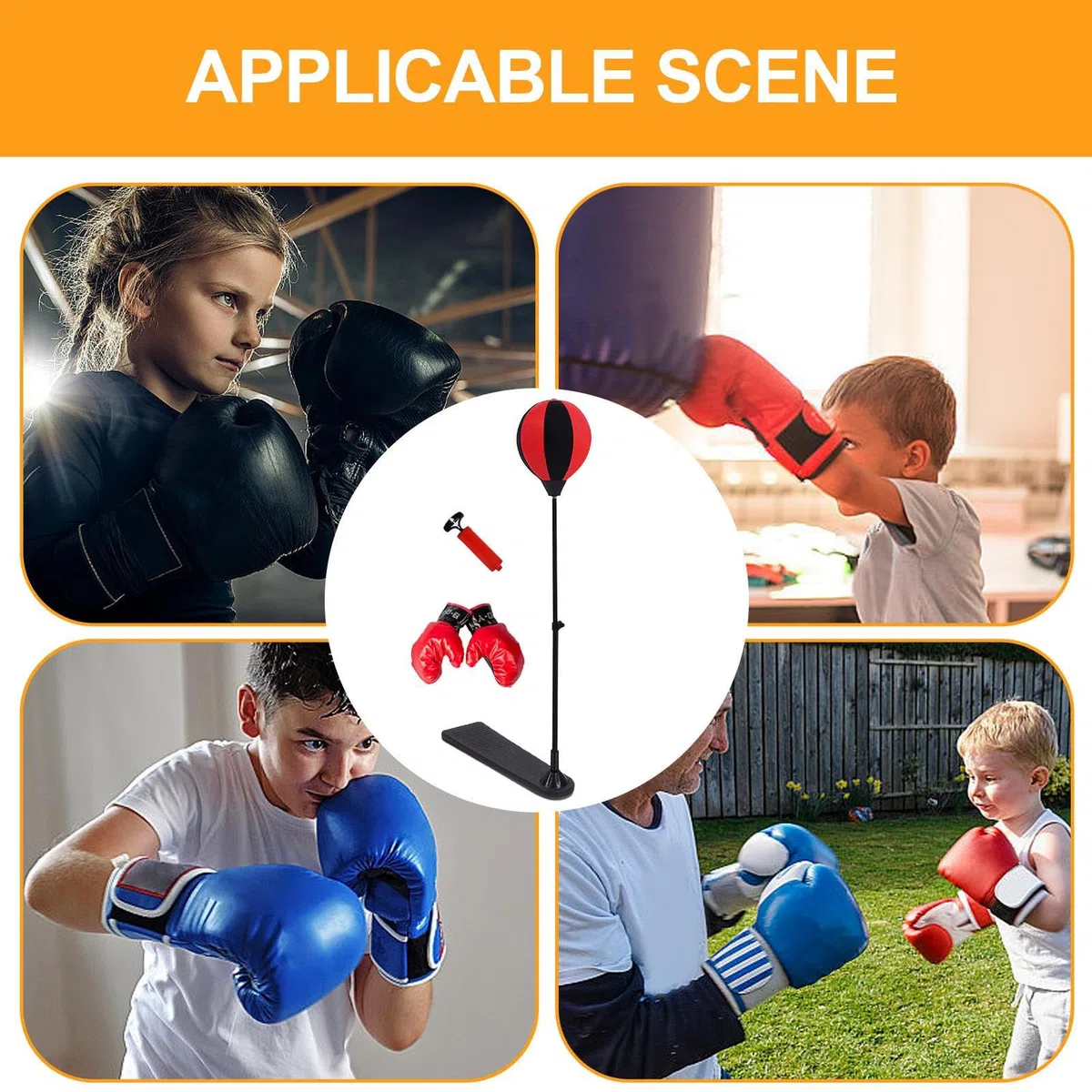 Saco De Boxeo con Soporte, Saco De Boxeo De Pie con Guantes Y Altura Ajustable, Juguete Deportivo, Kit Estable para Niños y Niñas de 3 a 10 Años para Entrenamiento en Casa Exterior o