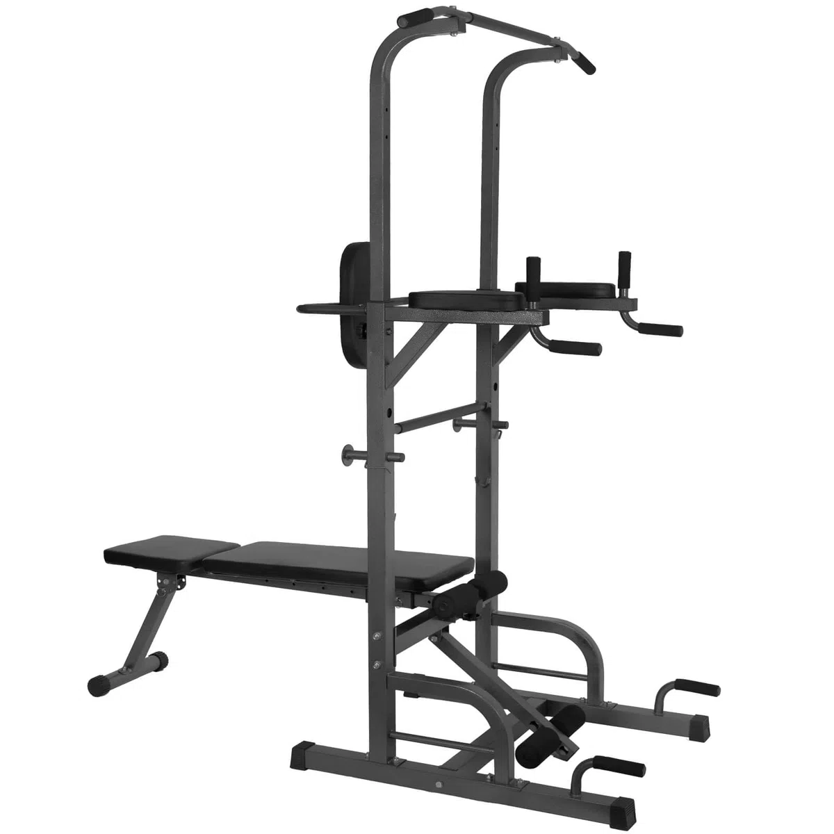 ALLINLIFE Estación de Musculación,Maquina Dominadas Multifuncional,Estación de Dominadas con Banco de musculación Plegable,Máquina de Musculación con Barra de Flexiones y Dips para Gimnasio en Casa