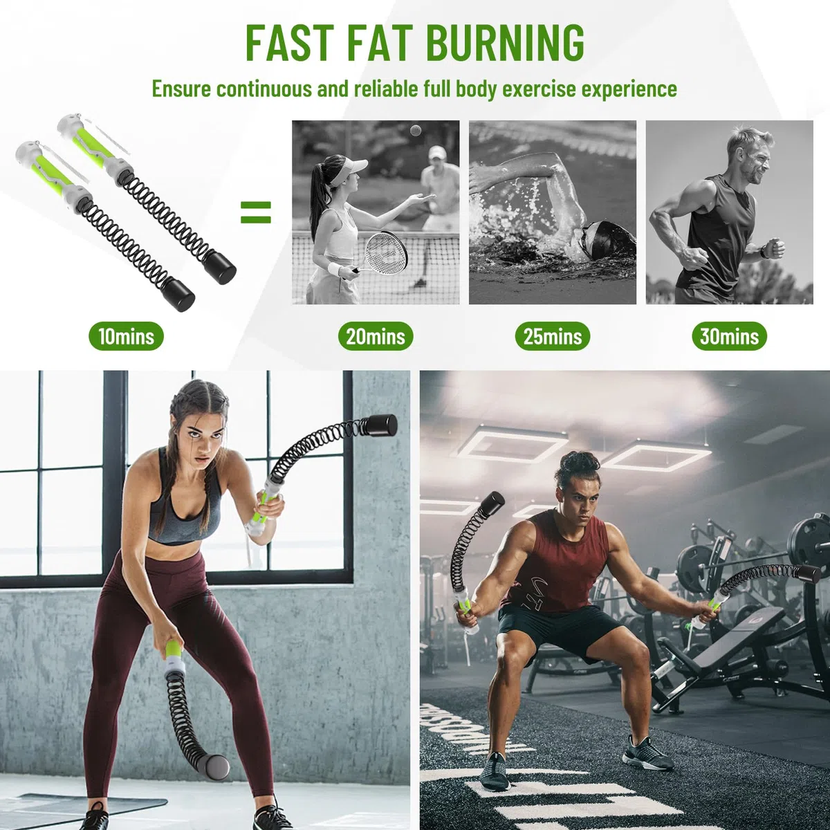 2 Cuerdas de Entrenamiento inalámbricas, Cuerdas con Peso portátiles, inalámbricas, adecuadas para gimnasios domésticos, Entrenamiento HIIT y Ejercicios aeróbicos de bajo Impacto.