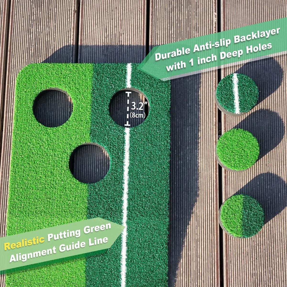 SENSECLUB - Juego de tapete de putting plegable verde para interiores, regalos de golf para hombres con sistema de recogida de bolas