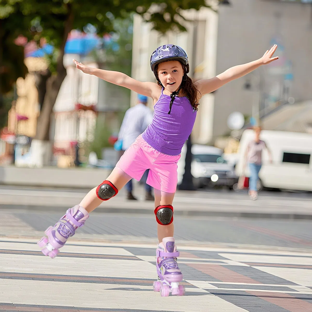 Nattork Patines de ruedas para niñas, 4 posiciones, ajustables, arco iris, el mejor regalo de cumpleaños para deportes al aire libre