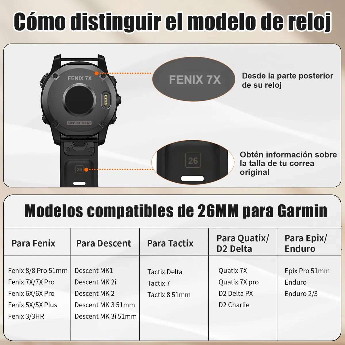 NotoCity Correa para Garmin Fenix 6x/6x pro, Quickfit 26mm para Fenix 7x/7x pro/5x/5x plus/3/3HR, Fenix 8/8 pro 51mm, Silicona Correa para Garmin Tactix 8 51mm, Enduro 2/3