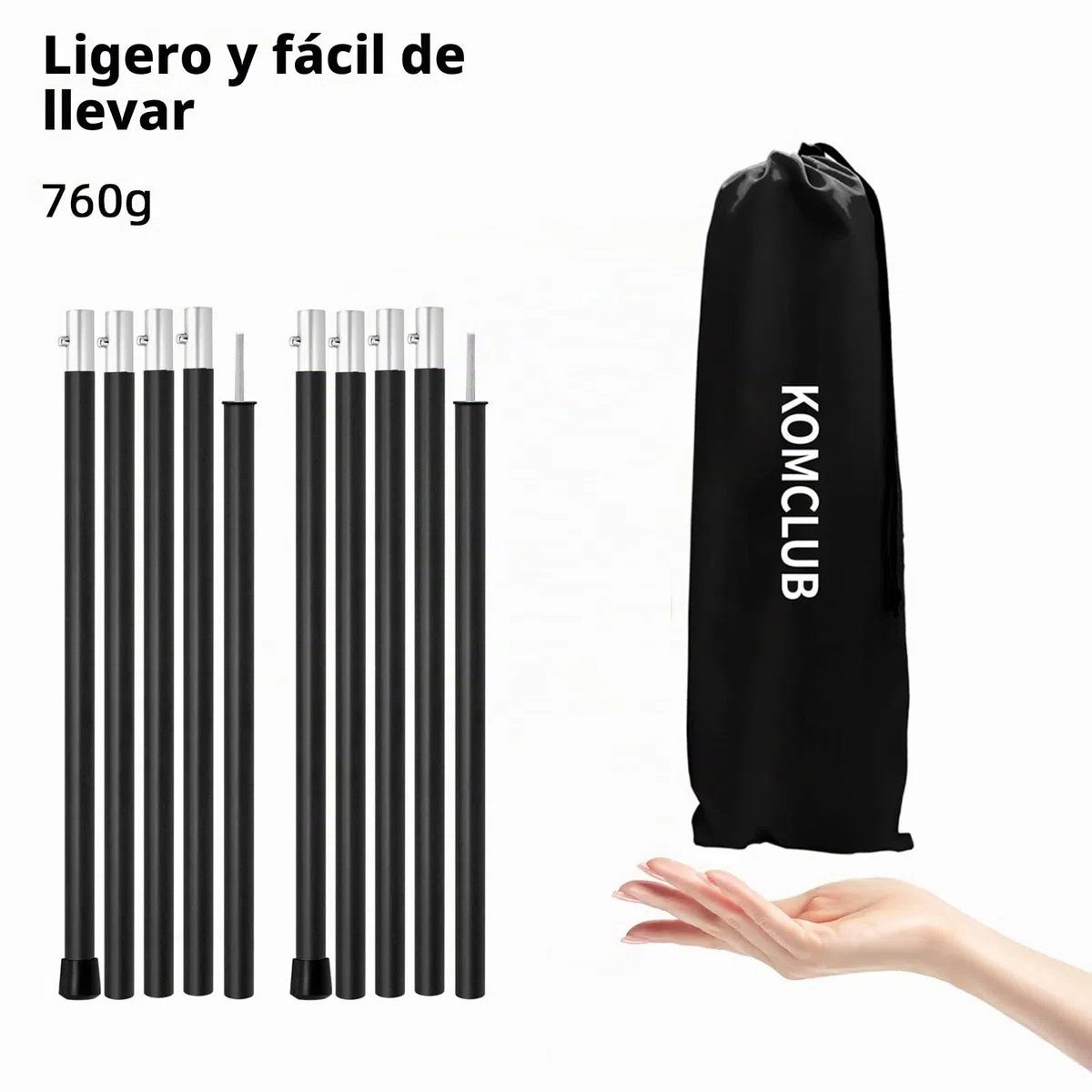 KOMCLUB Barras telescópicas de Aluminio para Carpa, Ligeras, Ajustables, de Repuesto, para Camping, Deportes al Aire Libre