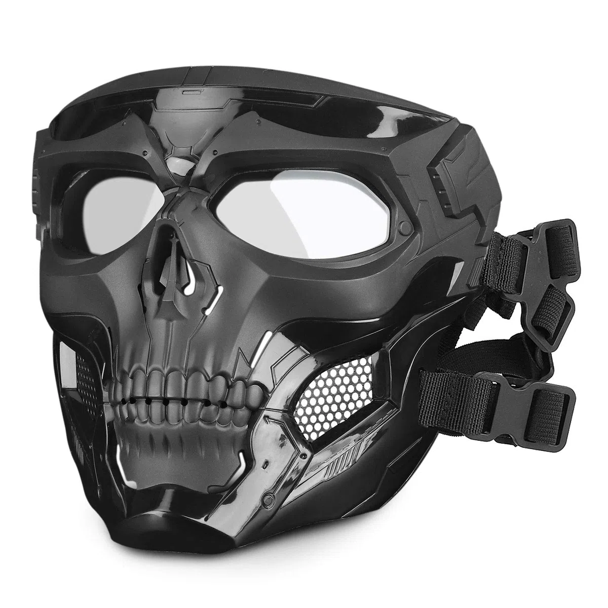 Huntvp táctica Máscara Skull Protectora Máscara Militar Paintball para Hombres Airsoft CS Cosplay Halloween,Skull-Negro