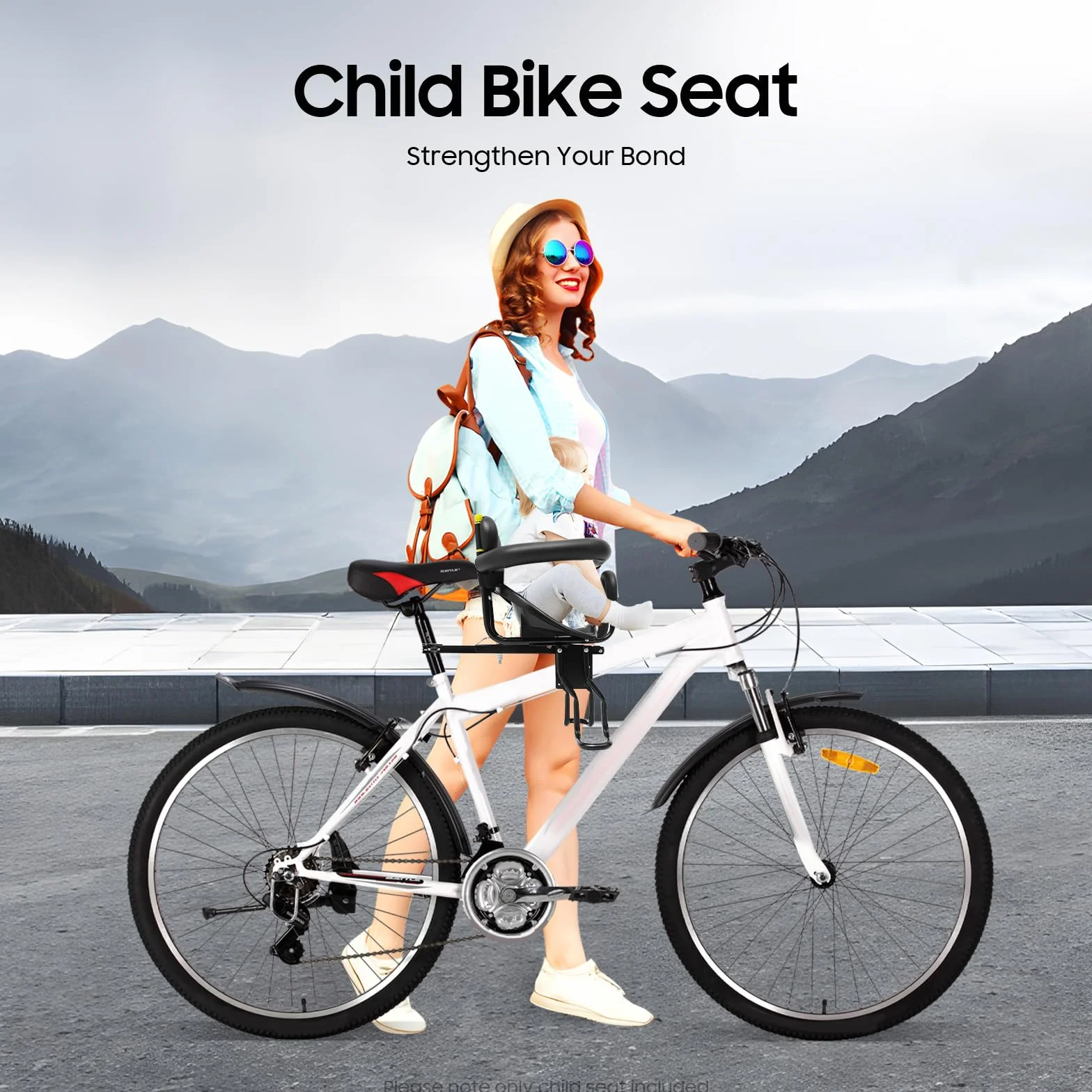 Silla Bicicleta Niño Trasera, Asiento Bicicleta Niño, Silla Bicicleta Niño Delantera, 35kg Carga, Asiento Regulable y Pedales, Asiento Bicicleta para 1-5 Años (Negro)