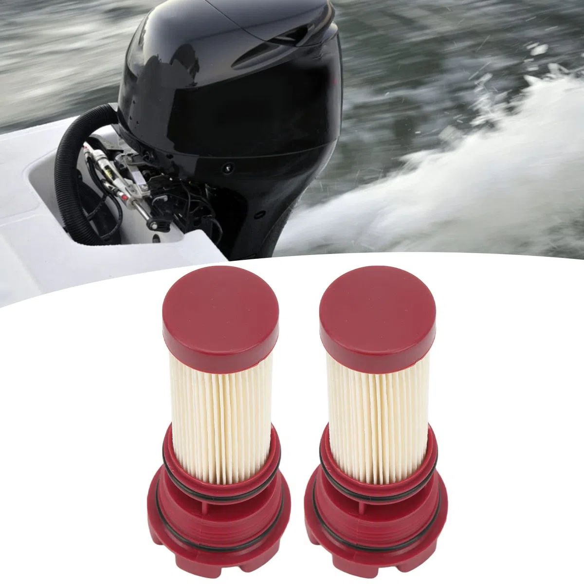 Qiilu Filtro de CombustiblePara Verado Fueraborda 2 Uds Filtro de Gasolina y Aceite de Combustible 35 8M0060041 Accesorios de Motor Fueraborda de Yate