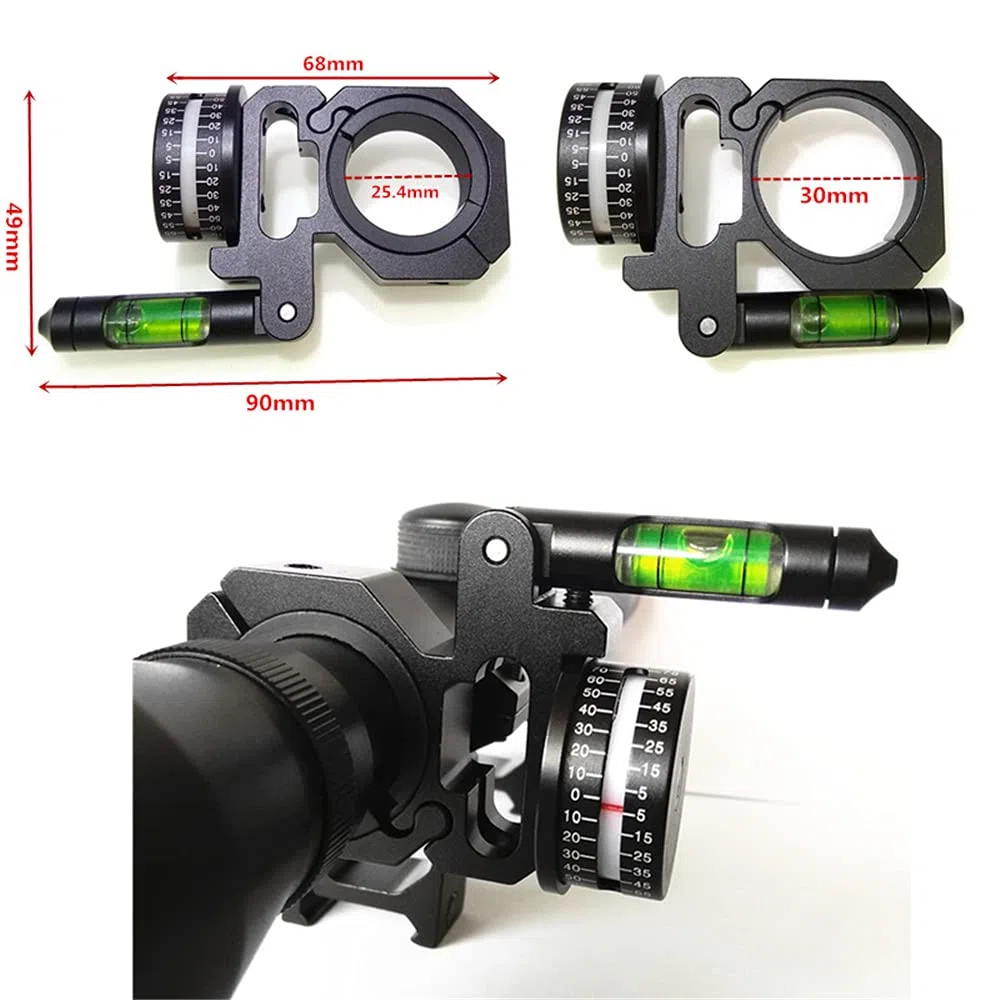 HWZ Angle Degree Indicator with Bubble Level Precision Rifle Angle Cosine Fit 25.4mm/1" and 30mm/1.18" Right Side Mounted