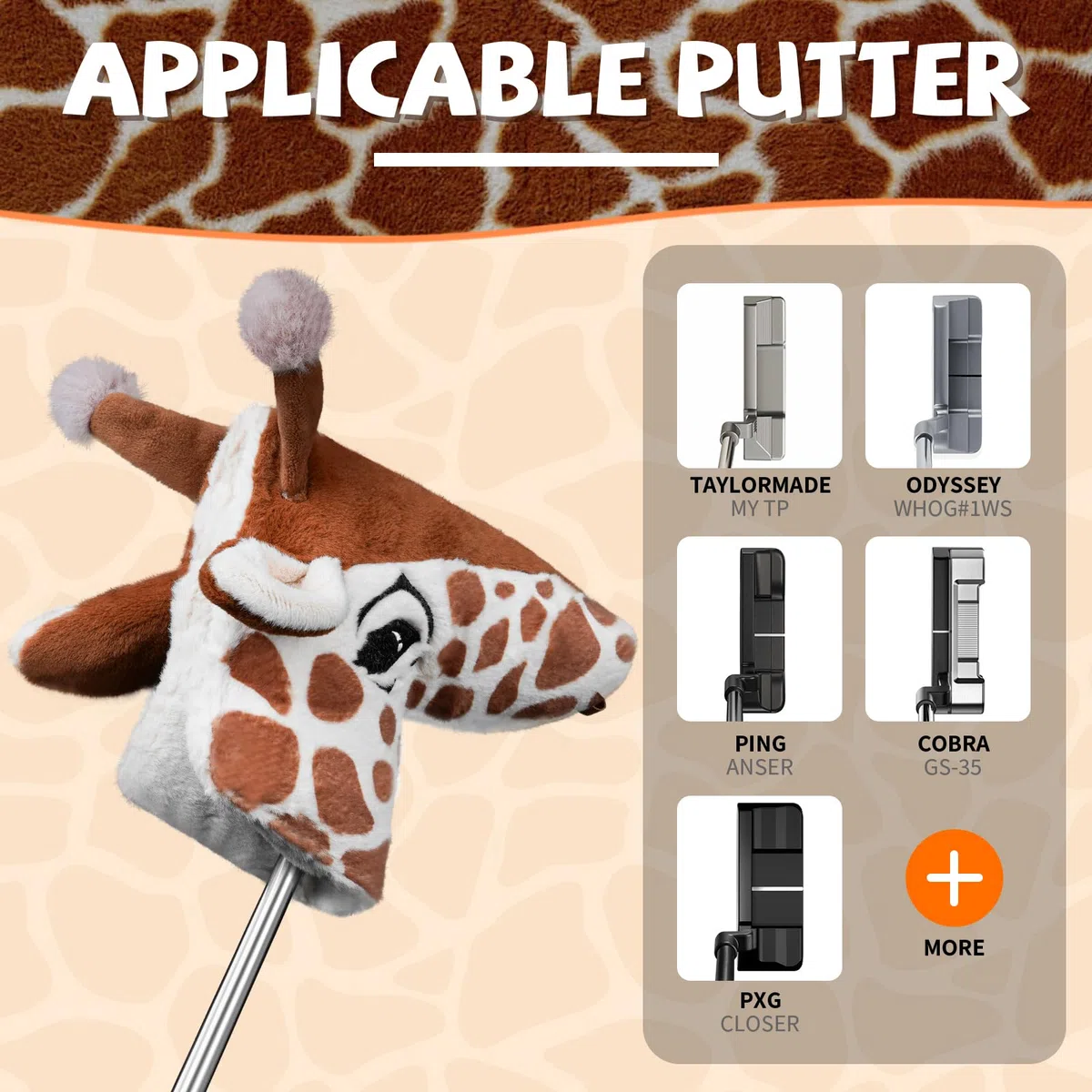Fundas para palos de golf, divertidas cubiertas para putter, cubierta de palo de golf, regalos de golf para hombres y mujeres, jirafa de felpa