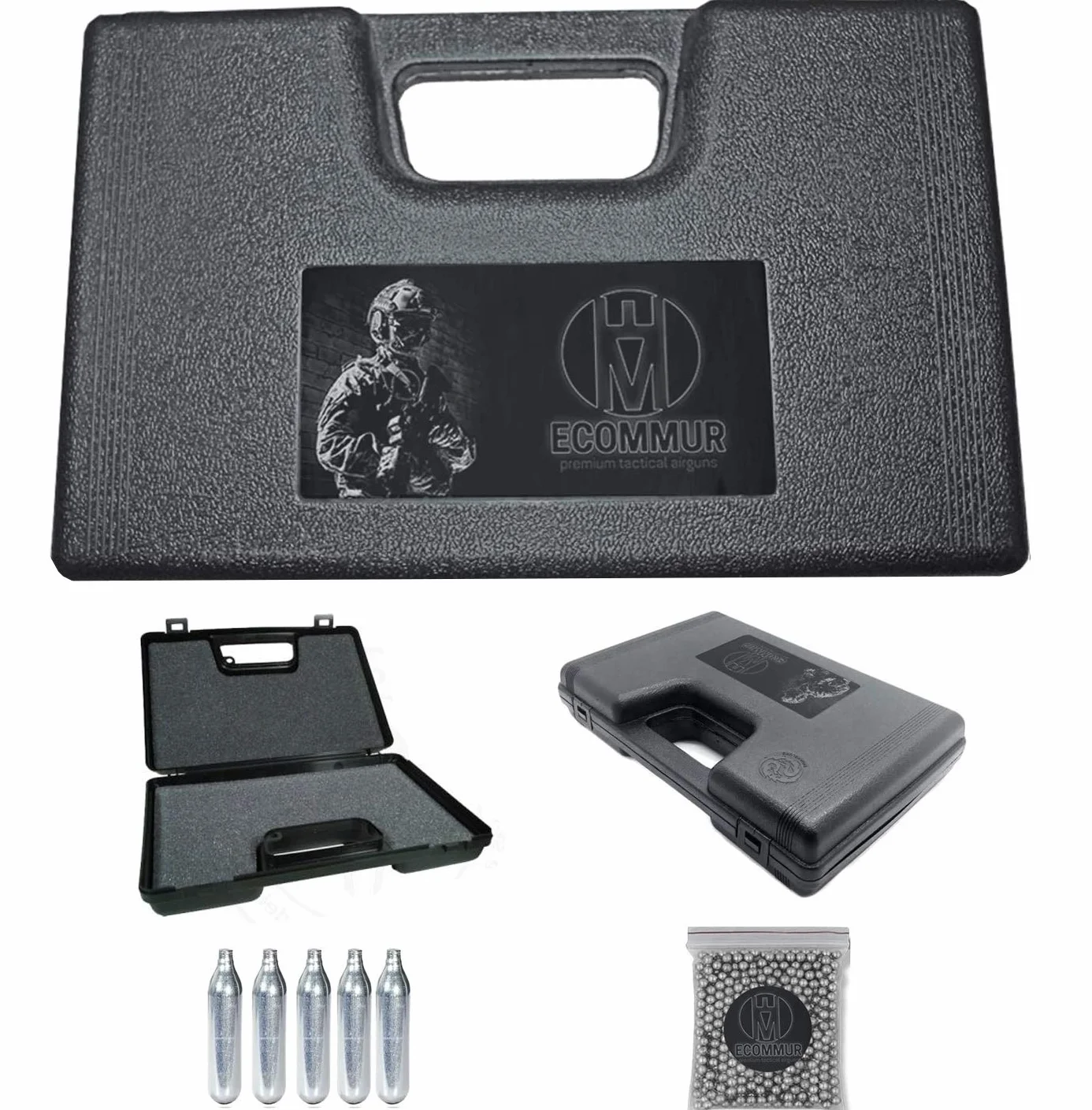 Ecommur. Red Alert RD 1911 gamo blowback | Pistola de perdigones (Bolas BB's de Acero) de Aire comprimido semiautomática Tipo Colt 1911 Cal. 4,5mm + maletín + balines y CO2