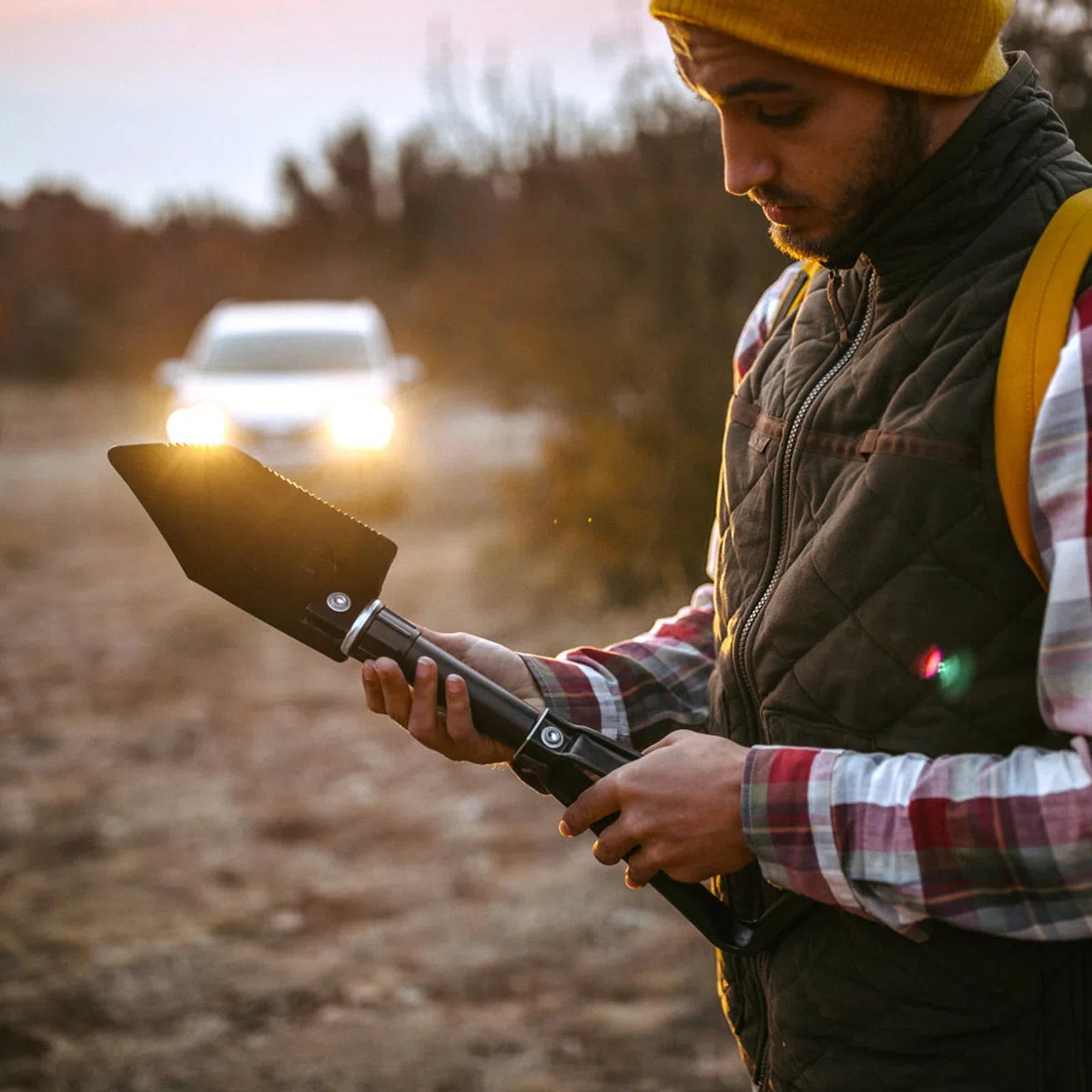 Pala Supervivencia Multifuncional, Resistente Pala Plegable de Acero al Carbono, Militar Accesorios Indispensable Se Puede Utilizar al Aire Libre (M)