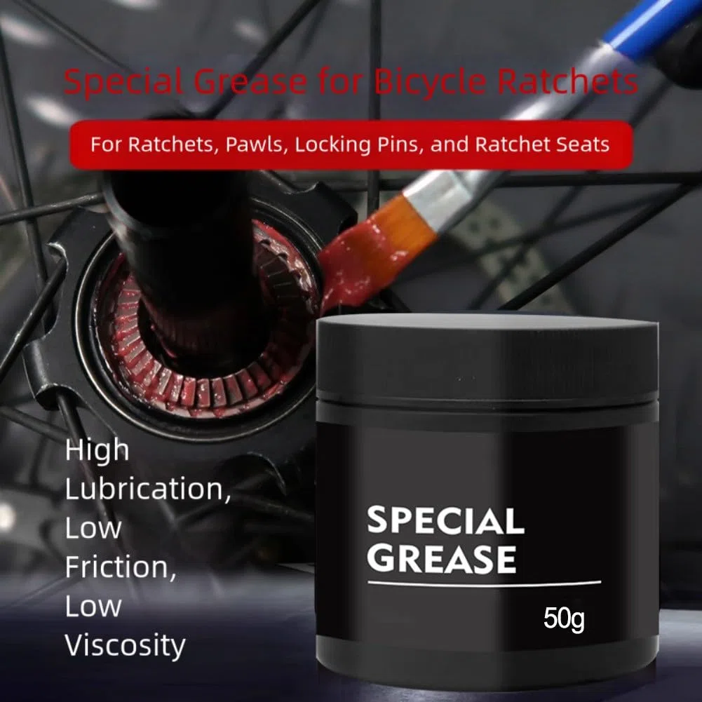 Grasa lubricante roja para carraca de bicicleta de 50 g para sistema DT Swiss Hub Pawl System, grasa de baja viscosidad y alta lubricación para kit de reparación de bicicletas de compromiso