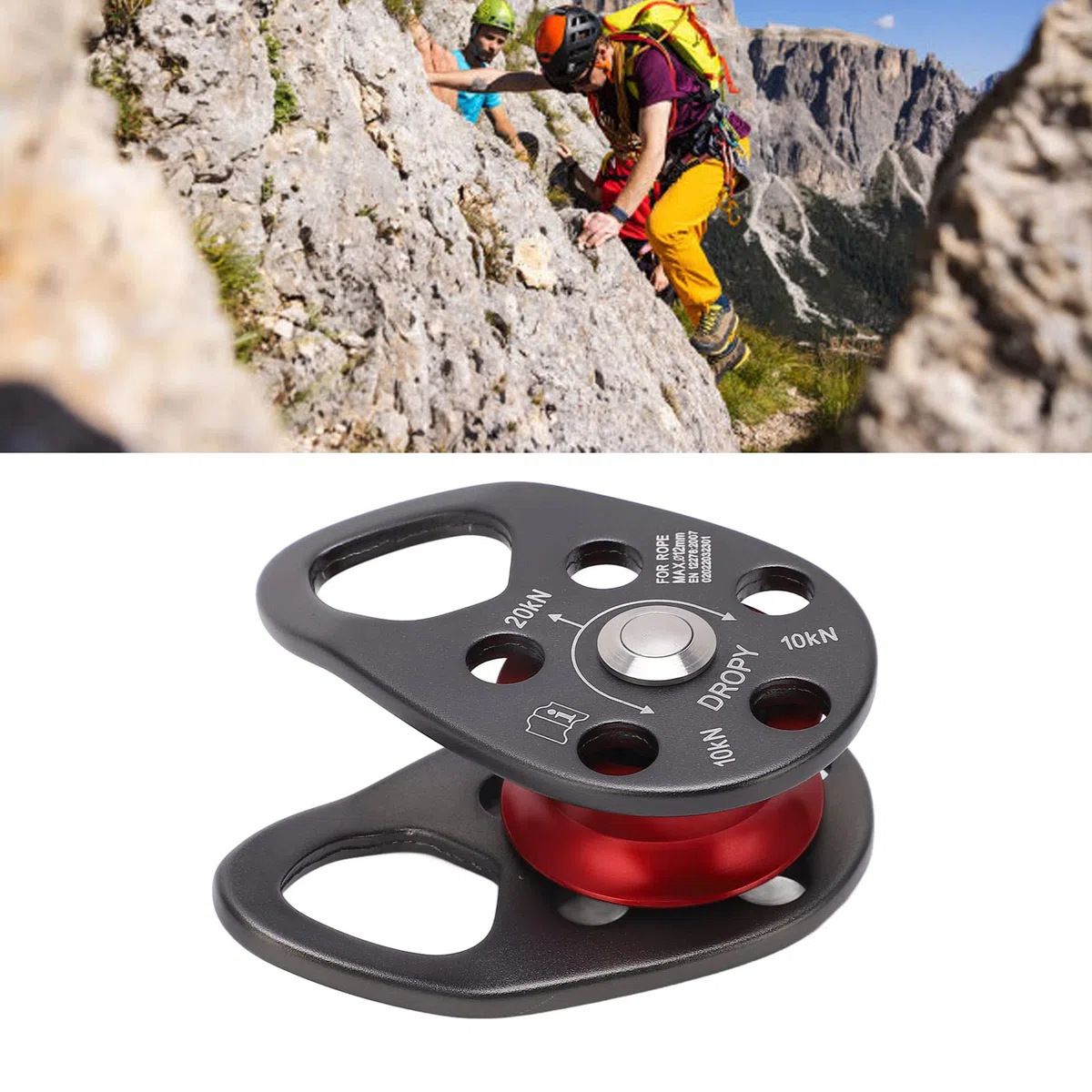 Drfeify Polea de Escalada en Roca, Polea Oscilante Fija única de Metal Resistente Portátil para Exteriores