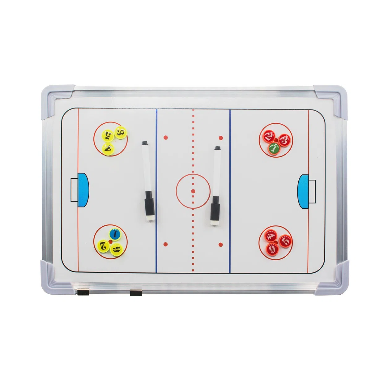 Pizarra blanca de doble cara para entrenamiento de hockey sobre hielo, tablero de tácticas de pista completa y media con marcadores de jugador