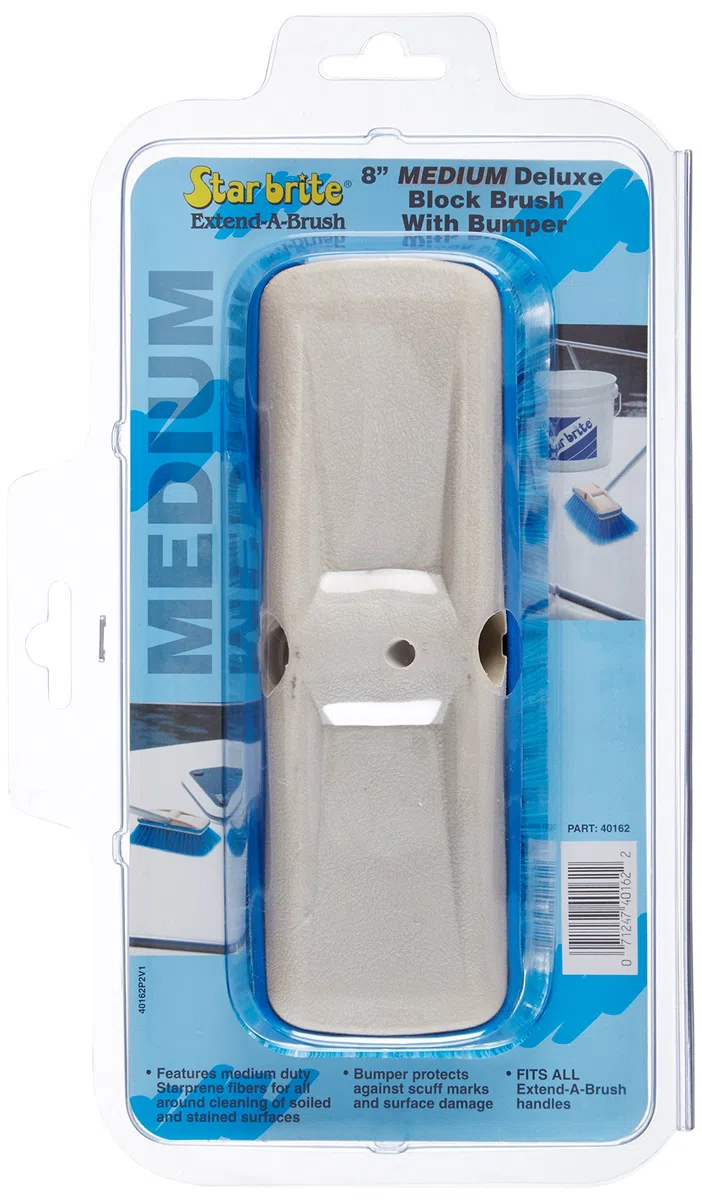 Star Brite Deluxe Cabezal de Cepillo Medio de 20 cm con Protector - Conexiones Dobles Adecuadas para Todos los Mangos Extend-A-Brush