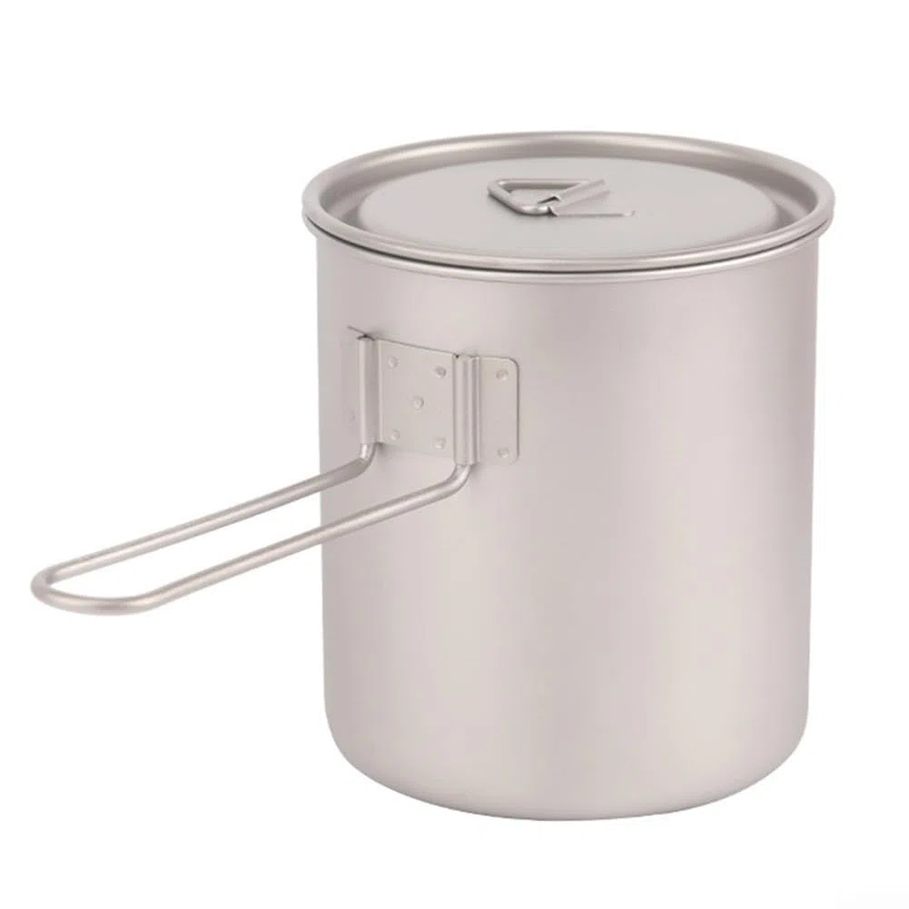 Tiartisan - Olla ultraligera de titanio para exteriores con tapa de 550 ml/750 ml, olla de cocina ligera para camping, senderismo, ahorro de espacio (750 ml)