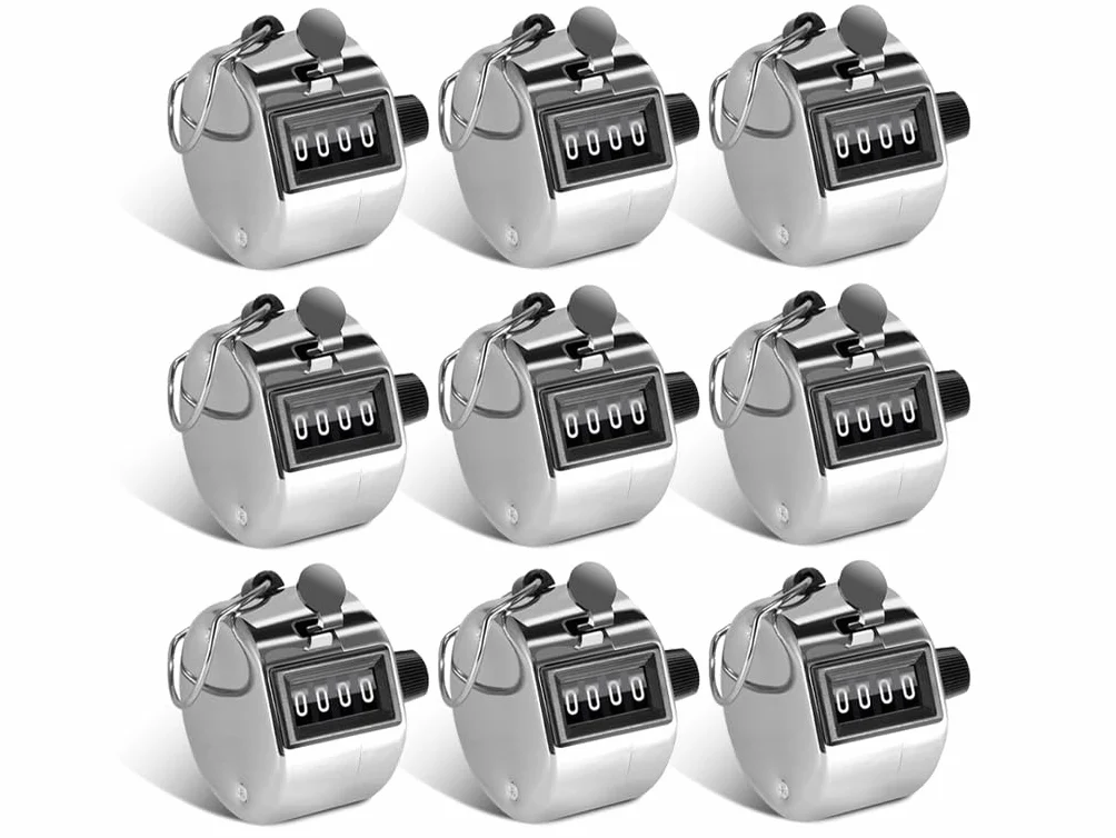 9 Pcs Contador Manual Mecanico,Metálico Contador de 4 Dígitos,Contador Manual Digital,Contador de Mano Mecánico,Contador Manual de 4 Dígitos,para Registro Estadístico,Fiestas,Escuelas