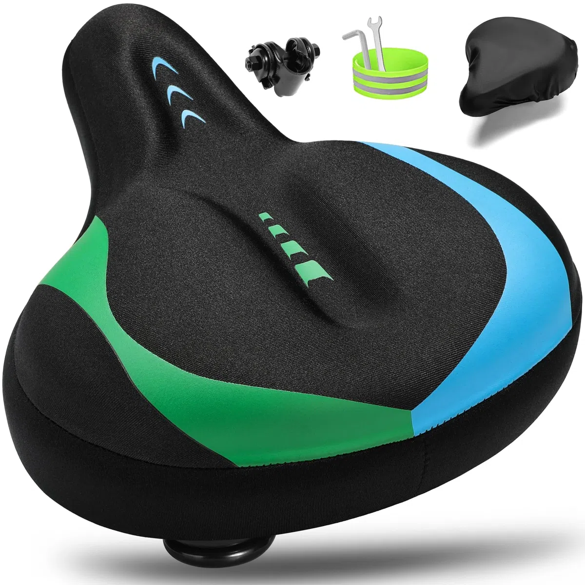 CDYWD Sillin Bicicleta Muy Comodo, Gel Acolchado Suave Sillín Bicicleta, Ensanchar, Espesar, Transpirable, Asiento Bicicleta Ergonómico, Compatible con MTB, City Bike, Ebike, Bicicleta Estática