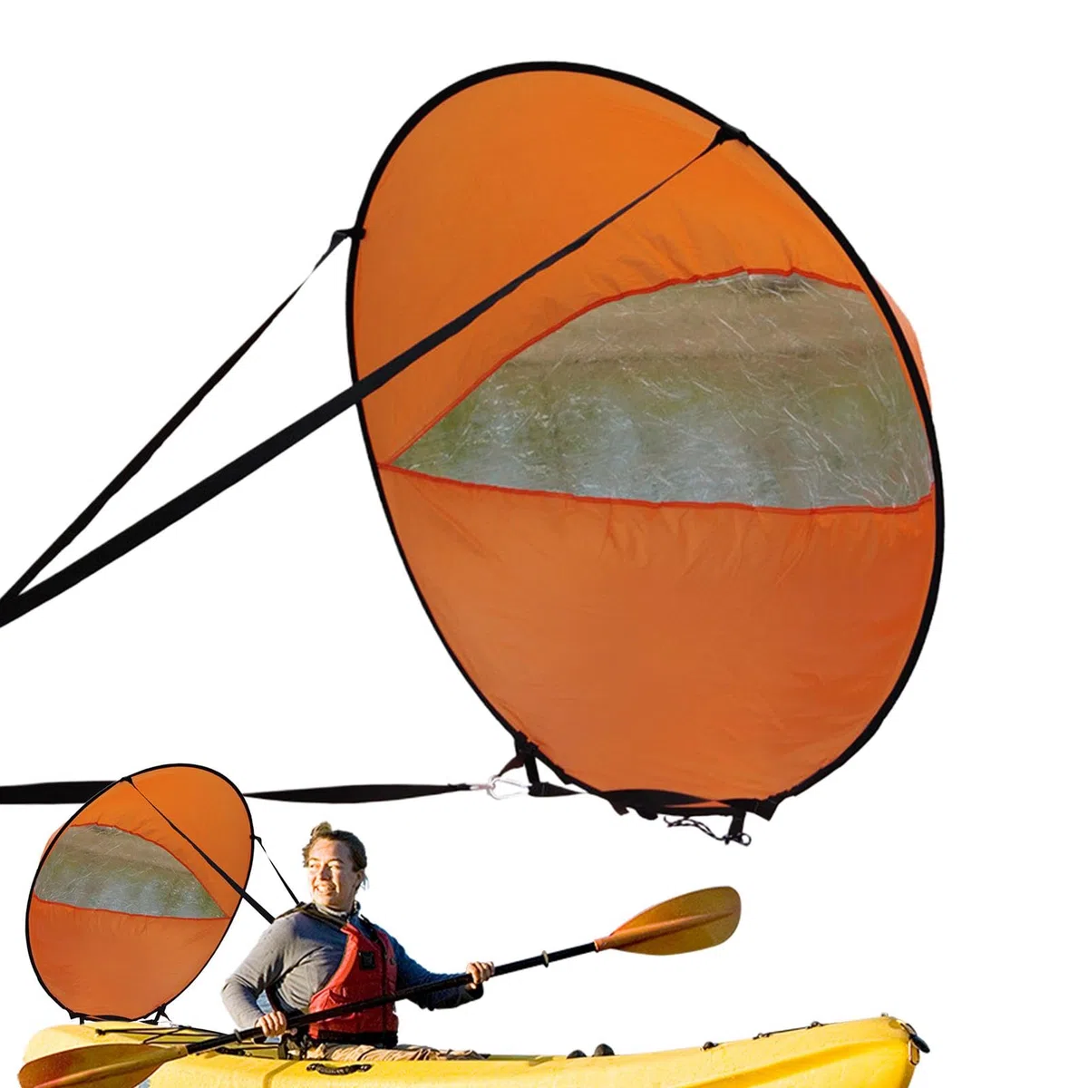 Vela de Tabla de remo, Vela de Viento para Kayak - Velas de Kayak con ventana Transparente, Accesorios de Kayak,Paleta portátil de Viento Kayak de Tabla de paleta para el Yate de Barco