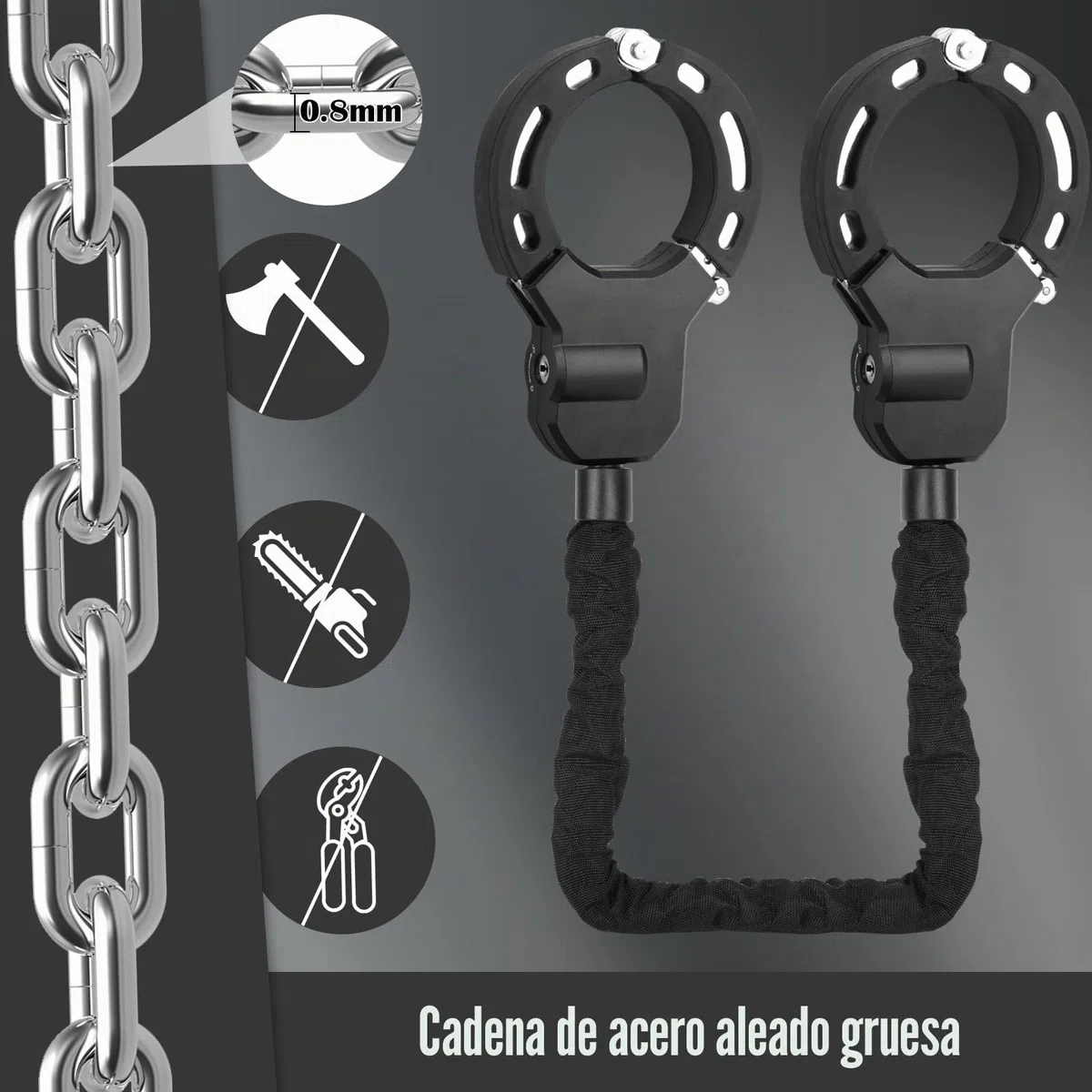 KOMABLEN Candado Patinete Electrico, Candado Bicicleta Antirrobo, Resistente Candado para Moto, Candado Esposas Bike Lock para Scooters, Bicicletas, Serrure à menottes pour scooter électrique