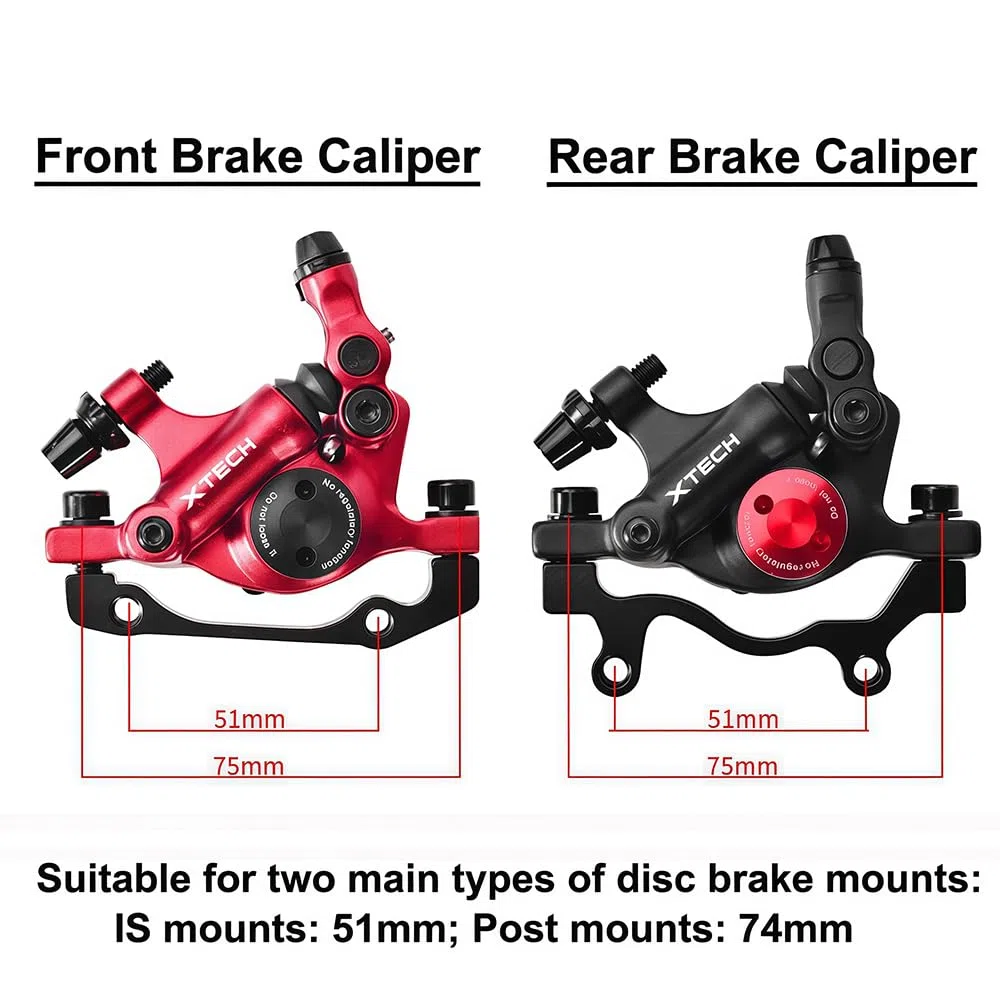 Pinzas de Freno de Disco hidráulicas para Bicicleta, HB-100 Frenos de Disco MTB Pinza Delantera/Trasera, Frenos de Doble pistón con tracción por Cable