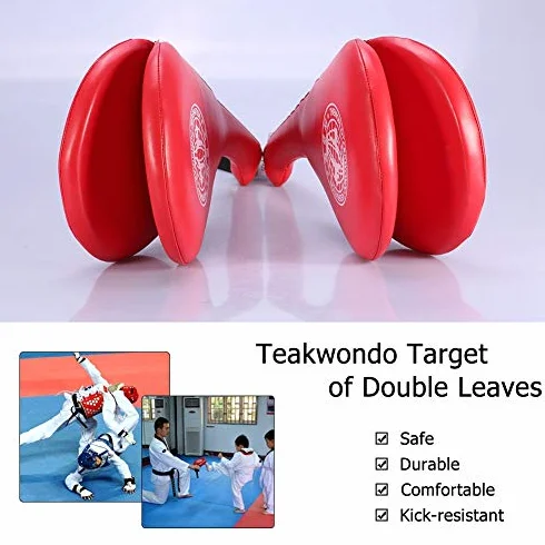 Almohadillae Taekwondo,1 Par Pad Target PU Patada de Taekwondo Duradero Entrenamiento de Almohadilla de Patada de Taekwondo de Boxeo de Artes Marciales (Rojo)