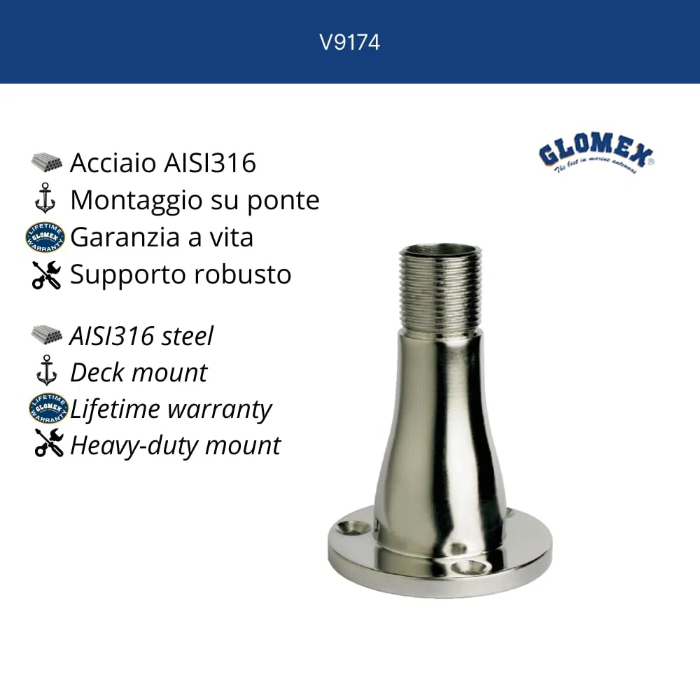 Glomex Soporte INOX UNIVER - Alto 100MM - P