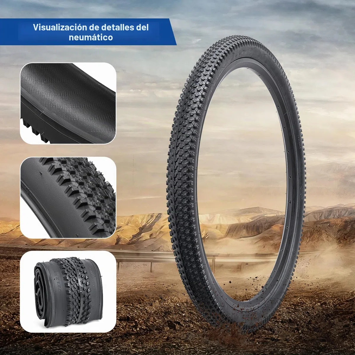 24x1.95 neumático de Bicicleta 53-507, 24 Pulgadas neumático Plegable, Adecuado para 24 x 1.95 24x2.0 montaña/Grave/Carretera Bicicleta neumático Rueda de Repuesto (Uno)