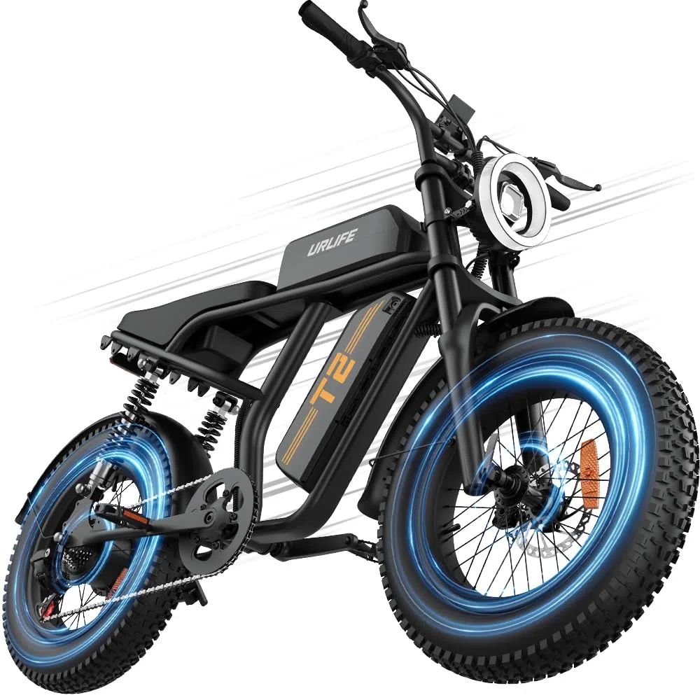 URLIFE 20" x 4 Bicicleta Eléctrica para Adultos, E-Bike de Montaña con Batería Extraíble 48V 15.6Ah, Autonomía 120km, LCD Pantalla, 7 Velocidades, Todo Terreno con Suspensión Completa