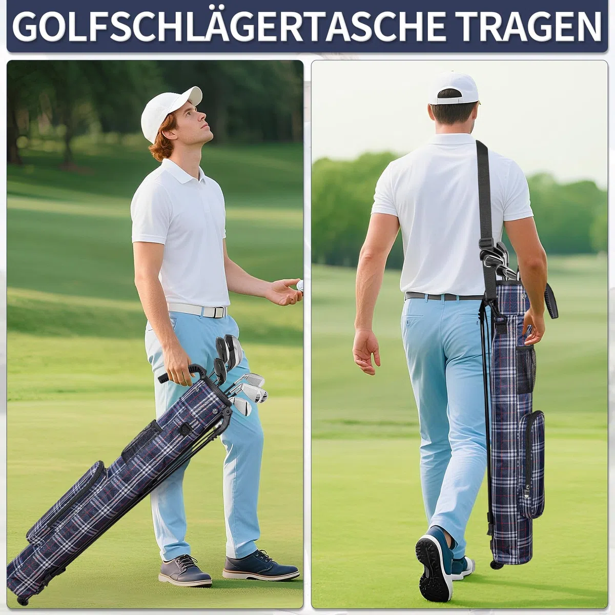 OUUTMEE Pequeña bolsa de golf, maletín para raqueta, autosoporte de golf, maletín y bolsa grande, ultraligera