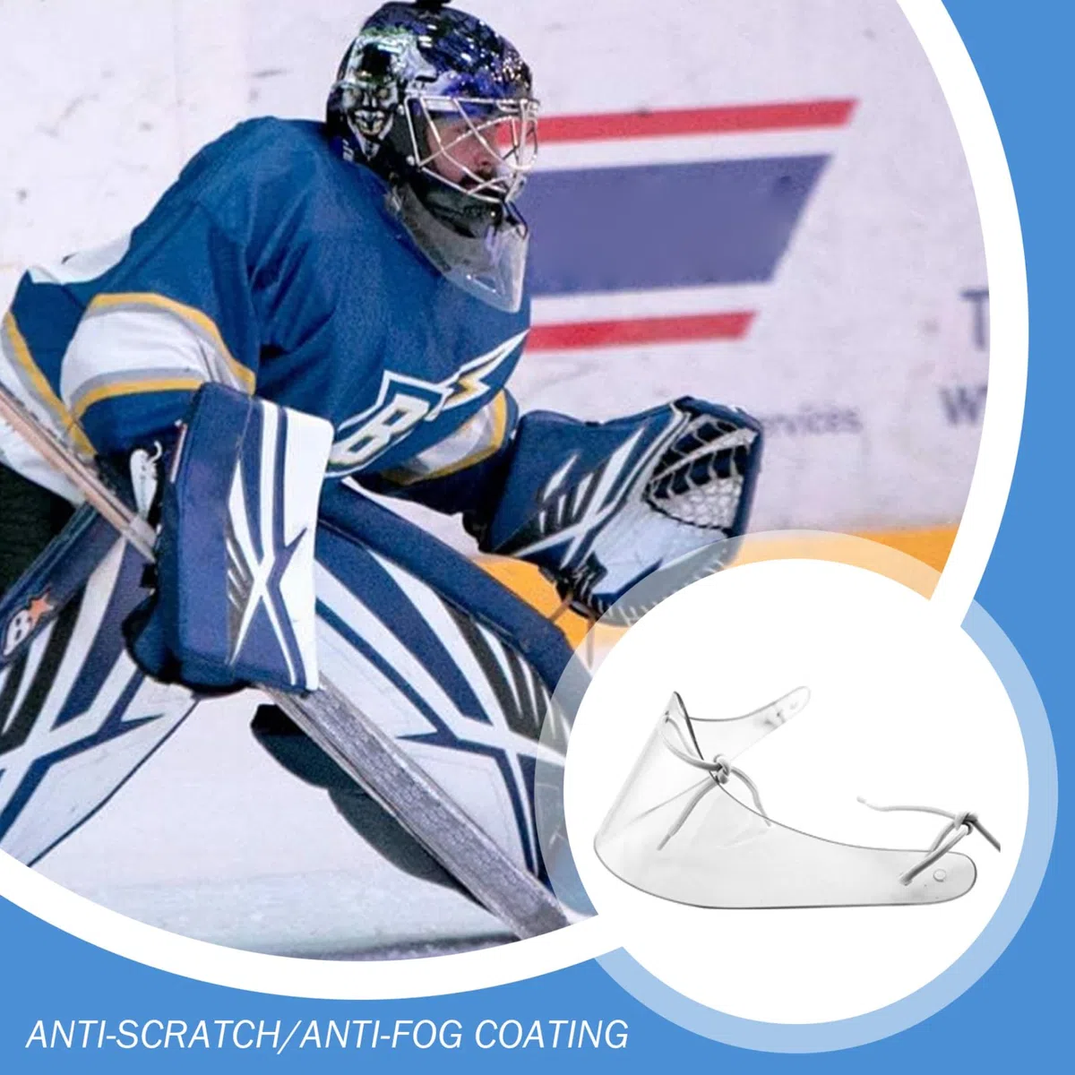 Guardia de Cuello de Portero de Hockey, Portero Transparente de Garganta Protector Anti-Fog/Anti-Scratch Hockey sobre el Portero de protección de protección contra el Cuello del Cuello