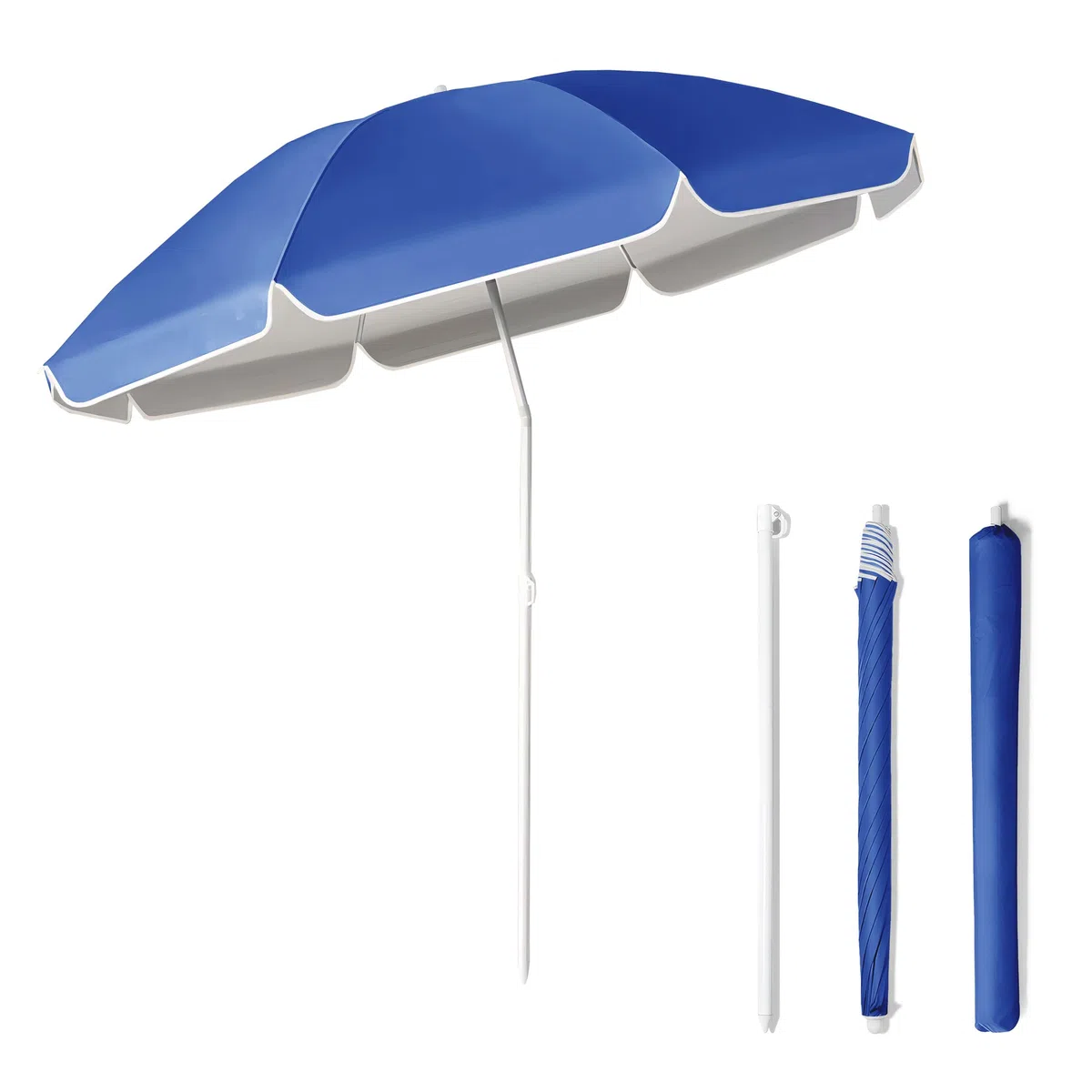 BESCH Sombrilla de Playa 140-200cm Antiviento Impermeable Protección Solar Octagonal - Sombrilla Parasol para Terraza, Playa, Patios, Jardines