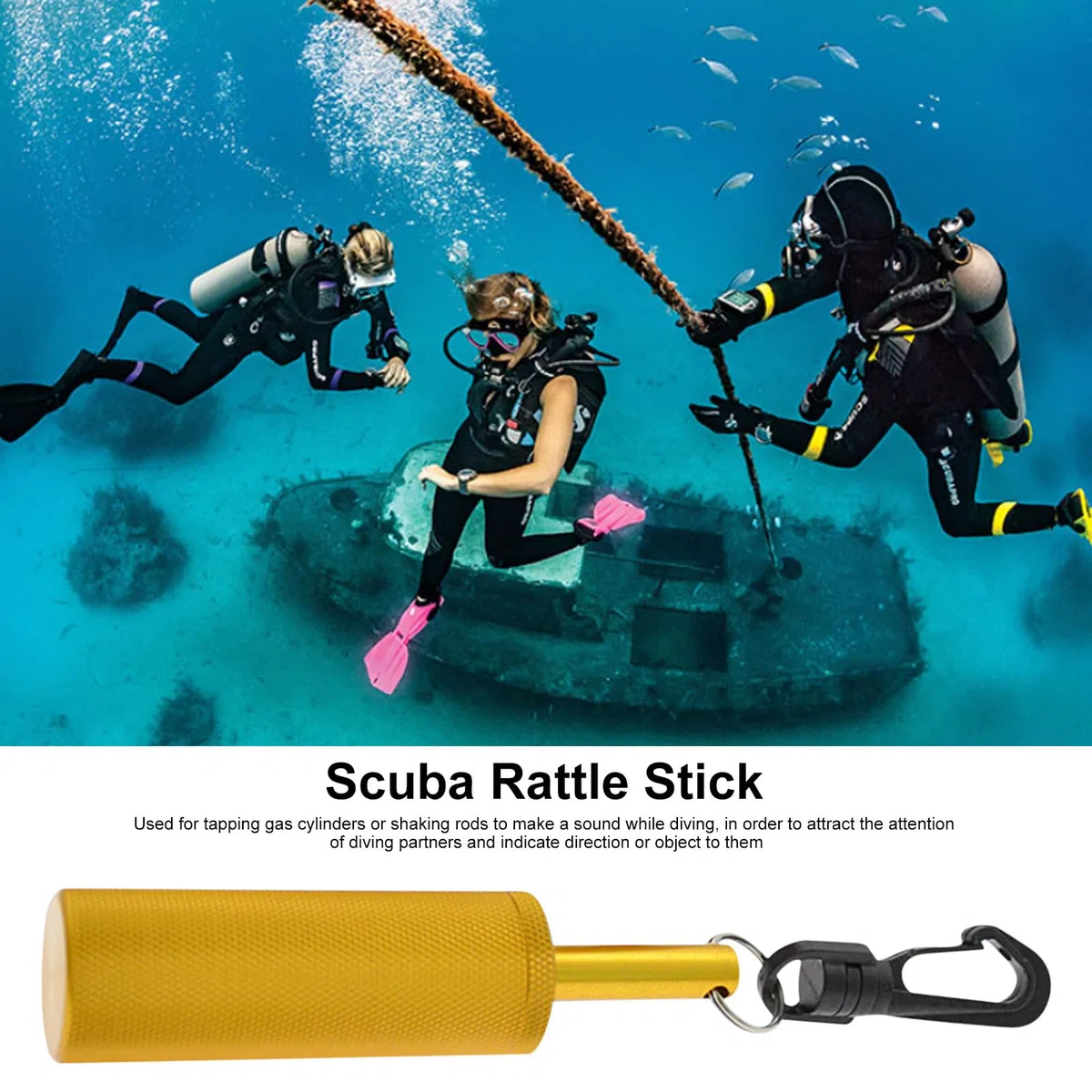 Sonajero, sonajero de buceo subacuático, aleación de aluminio bajo el agua, fabricante de ruido, timbre de señal, dispositivo de comunicación para buceo