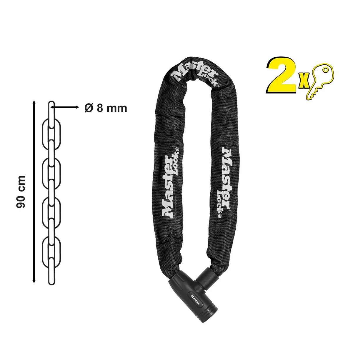 Master Lock Candado Bicicleta con Cadena, Llave, 90 cm Cadena, 8391EURDPRO