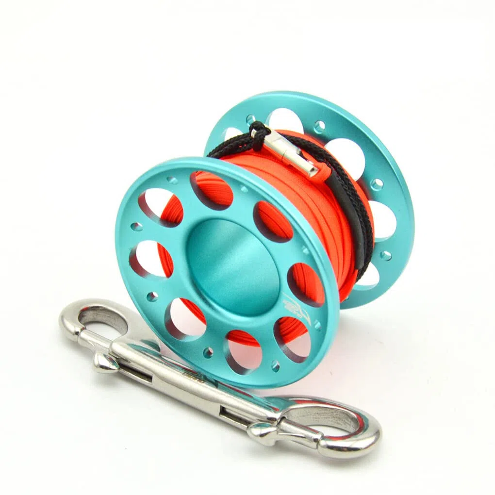 Carrete de Carrete de Buceo Keep, carretes de Cuerda de poliéster de Color sólido portátiles, Accesorios subacuáticos de Pesca de apnea con Gancho de Doble Extremo