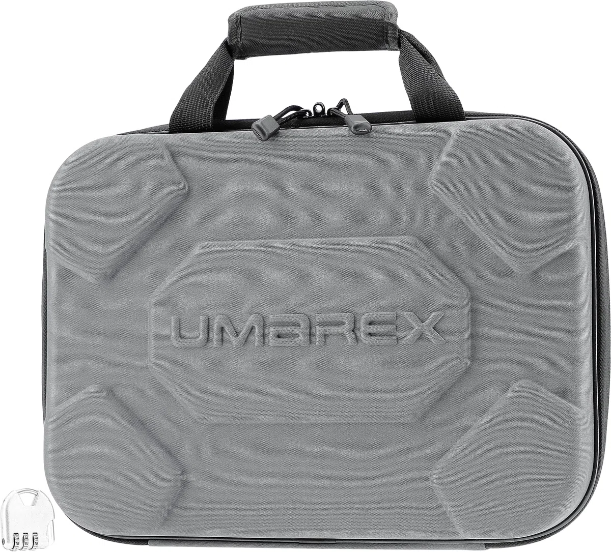 Bolsa para pistola de espuma EVA de Umarex, 35,6 cm, con revestimiento de espuma de puntos y cerradura numérica, gris