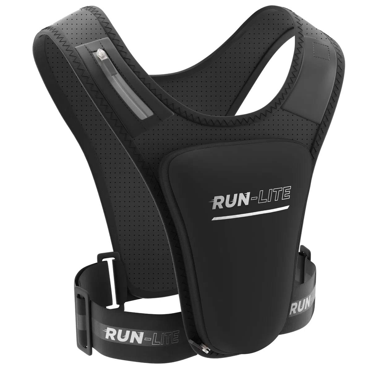 Chaleco para Correr con Soporte para Teléfono – Bolsa Impermeable, Cinturón Ajustable, Reflectante, 2 Bolsillos para Llaves y Geles, Compatible con Teléfonos de hasta 6,8" (Unisex - Adulto)