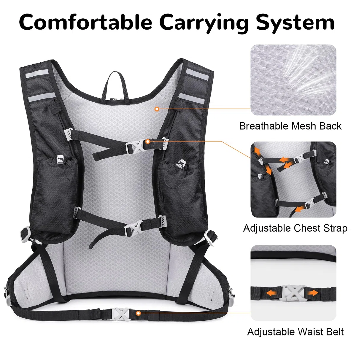 12L Mochila Bicicleta, Mochila Ciclismo MTB Ligera, Mochila Montaña Moto para Camping, Mochila Hidratacion Deportiva Esquí para Senderismo Correr Escalada Maratón, Negro