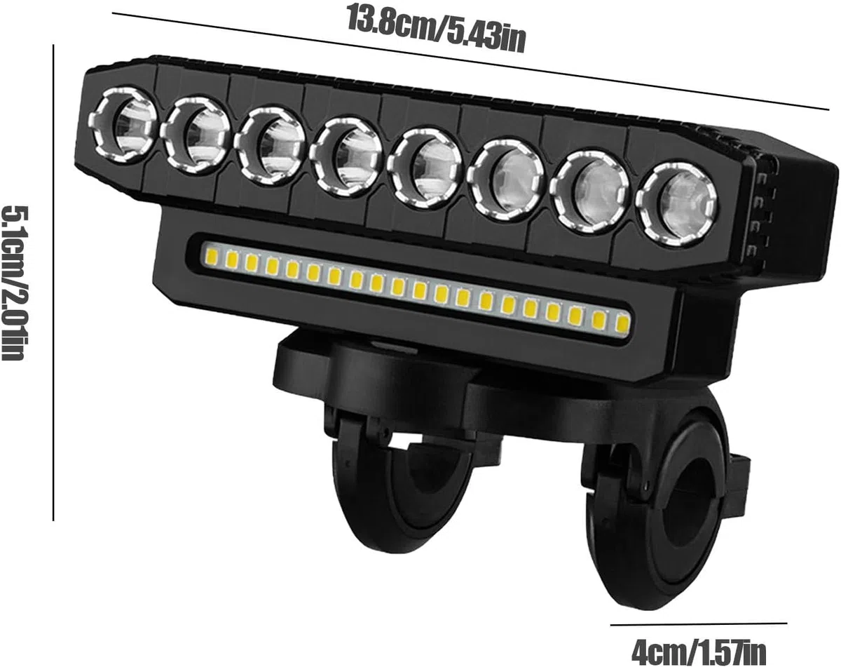 Genérico Luz Bicicleta Delantera, Bocina 130 Db, Recarga USB, 6 Modos De Luz, Luz Delantera Bicicleta Potente Led,Impermeable Y PortáTil — para Ciudad Y Aventuras