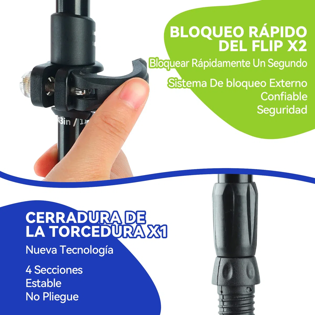 Bastones de Senderismo Nórdico, Bastón Telescópico 2 Pieza para Trekking, Bastón de Aluminio, Bastón de Trekking de 60-135 cm para Niños, Adultos, Bastón Ajustable con Absorción Antichoque